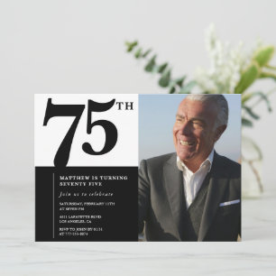 Svarta 75-års inbjudningar Elegant Chic