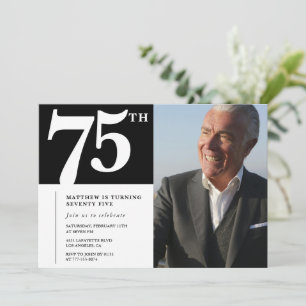 Svarta 75-års inbjudningar Modern Chic Foto