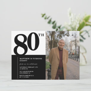 Svarta 80-års inbjudningar Elegant Chic