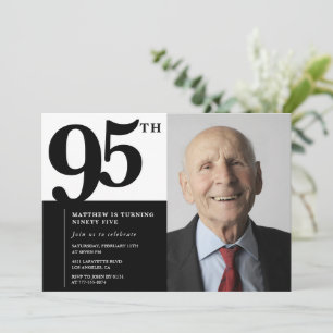 Svarta 95-års födelsedagsinbjudningar Elegant Chic Inbjudningar