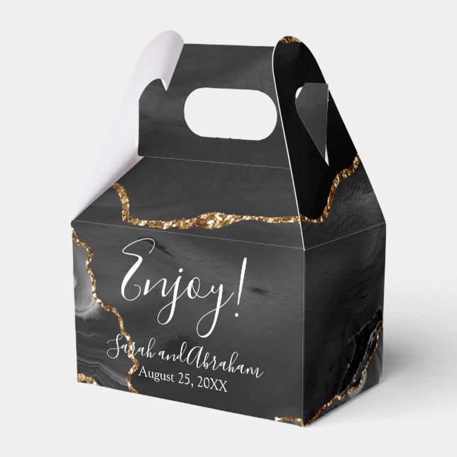 Svarta Agat Guld Glitter Bröllopsgåvor Lådor Presentaskar (Framsidan Sidan)