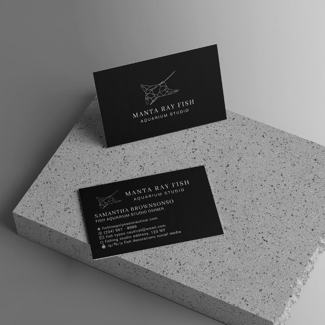 Svarta akvariefiskar Manta Rocka Visitkort (Black Aquarium Fish Manta Ray Business Card)