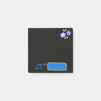 Svarta anteckningar med lila blommor post-it block
