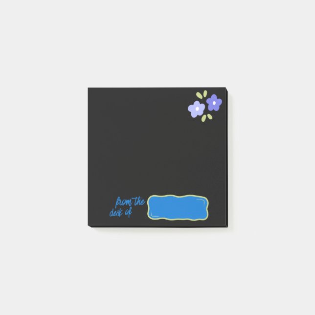 Svarta anteckningar med lila blommor post-it block (Framsida)