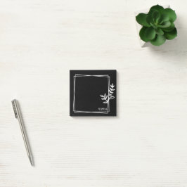 Svarta anteckningar med vit dubbel ram med blommor post-it block