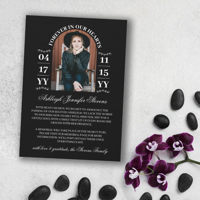 Svarta Arkets Foto För Evigt I Våra Hjärtan Död Meddelande (Skapare uppladdad)