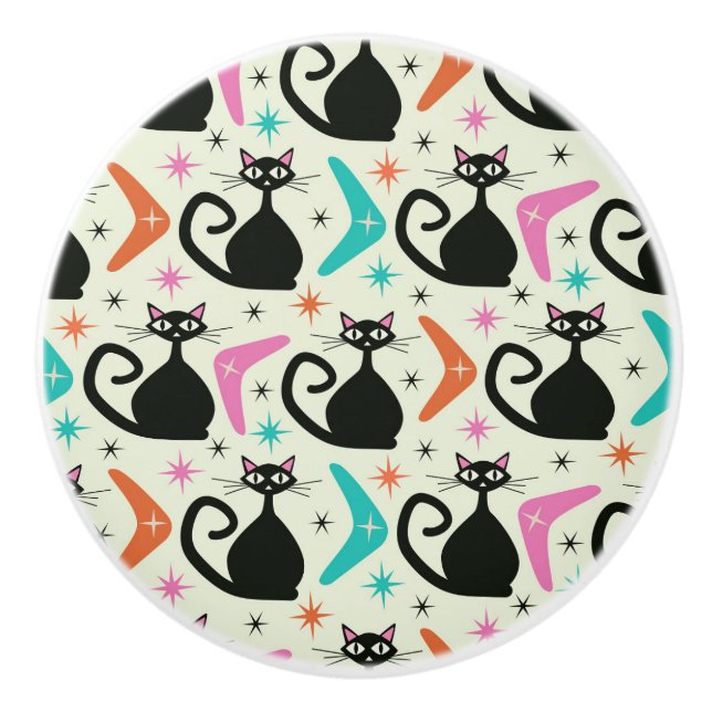 Svarta atomkatter i mitten med bommarisangar knopp (Framsidan)