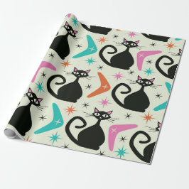 Svarta atomkatter i mitten med bommarisangar presentpapper