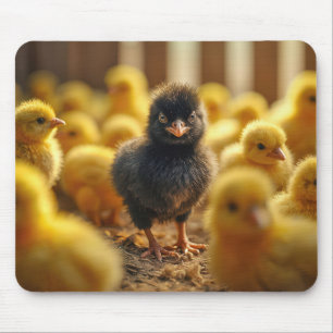 Svarta Baby-Chicken i en Barn Musmatta