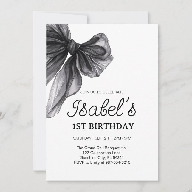 svarta bågar första födelsedag,Solnedgång 1:a föde Inbjudningar (Framsida)