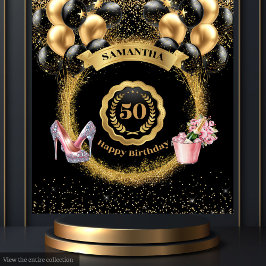 Svarta ballonger Guld Glitter 50:e Födelsedagsfest