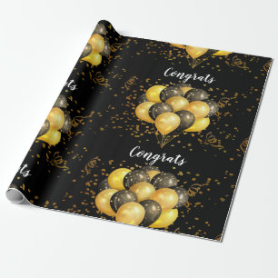Svarta ballonger guld Pension Party Presentpapper