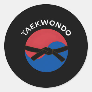 Svarta Bälte och koreanska Flagga Mial Taekwondo Runt Klistermärke