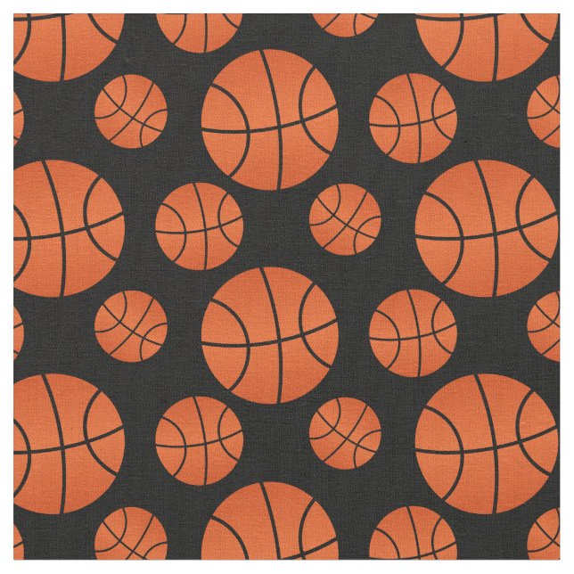 Svarta basketbollen Mönster Tyg (Närbild)