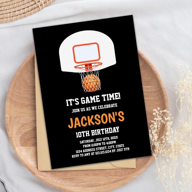 Svarta Basketbollinbjudningar till Basket Inbjudningar (Black Basketball Invitations)