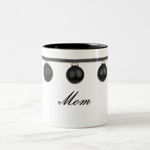 Svarta Baubles på band Mamma julmugg Två-Tonad Mugg