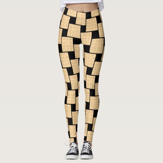 Svarta & Beige Leggings Långa (Framsida)