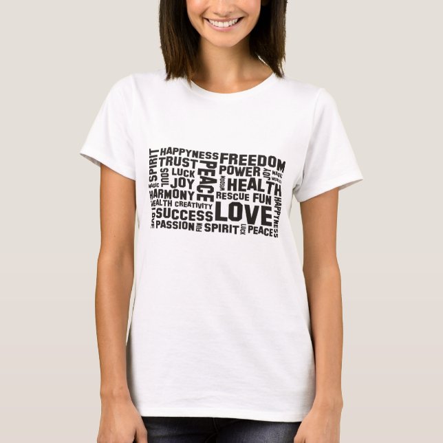 Svarta bekräftelser - bakgrundsklar t shirt (Framsida)