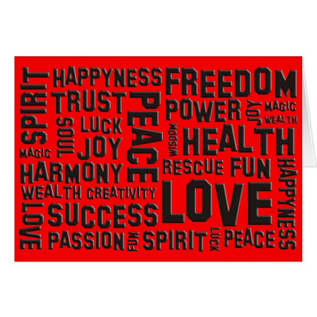 svarta bekräftelser | Brödröd Hälsningskort (Framsidan Horizontal)