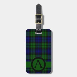 Svarta bevakning Tartan Plaid Personalize Bagagebricka