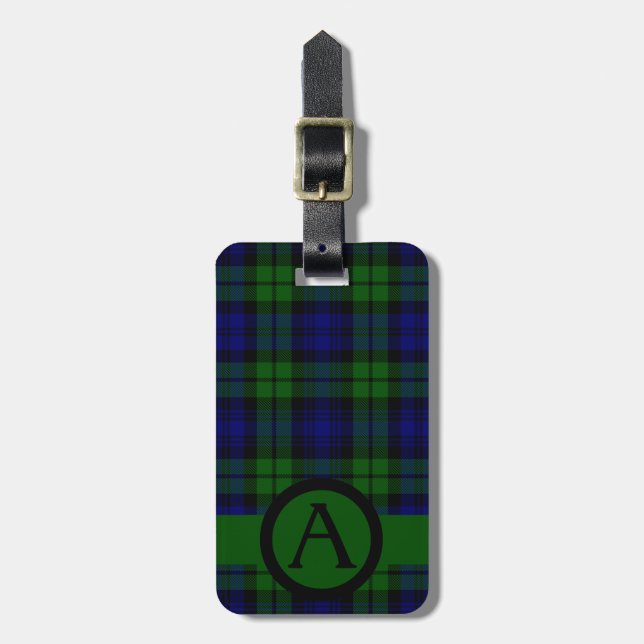 Svarta bevakning Tartan Plaid Personalize Bagagebricka (Vertikal Framsida)