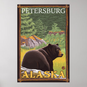 Svarta björnen i Forest - Petersburg, Alaska Poster