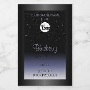 Svarta Blå Gradient Produktetiketter Glitterlogoty Mat Etikett