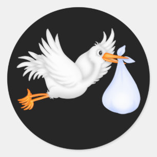 Svarta Blå Stork Bebis Badspritsetiketter Runt Klistermärke
