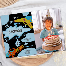 Svarta blåa Gun-inbjudningar från Vatten med foto Inbjudningar