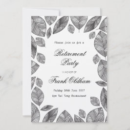 Svarta blad Modern handritad botanisk Inbjudningar