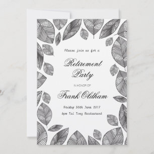 Svarta blad Modern handritad botanisk Inbjudningar