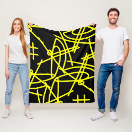 Svarta blanketet Linjer Gult för minimalism i abst Fleecefilt