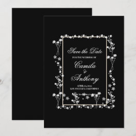 Svarta Blommigten Gräns Bröllop Inbjudningar