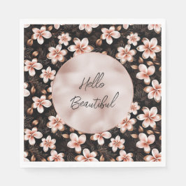 Svarta  Blommigten Rosa ros Guld Pappersservett