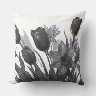 Svarta blommor På Vit Bakgrund Soffbäddstol Kudde