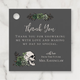 Svarta blomstermönster Skalle & Rosor Gotiska Tack Gåvor Etiketter