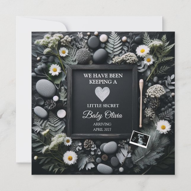 Svarta Boho-Gravid Meddelande med Sonogram (Framsida)