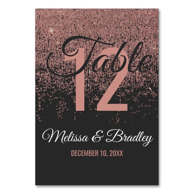 Svarta Bordsnummer i Ro Guld Glitter (Framsidan)