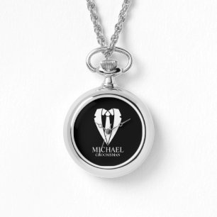 Svarta Bröllop Kostym och Personlig Marskalkar Armbandsur