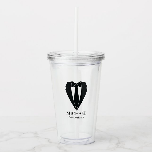 Svarta Bröllop Kostym och Personlig Marskalkar Take Away Mugg (Framsida)