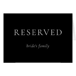 Svarta Bröllop, minimalistreservat Brides familj Hälsningskort