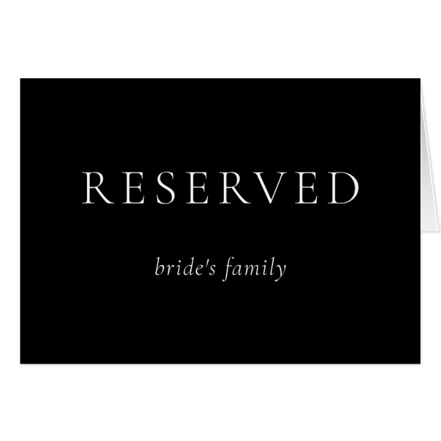 Svarta Bröllop, minimalistreservat Brides familj Hälsningskort (Framsidan Horizontal)