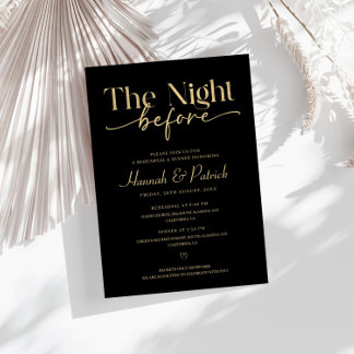 Svarta Bröllop Rehearsal Middag Inbjudningar