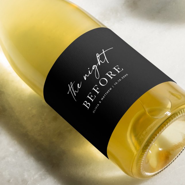 Svarta Bröllop Rehearsal Middag | Natt före Vinflaska Etikett (Skapare uppladdad)