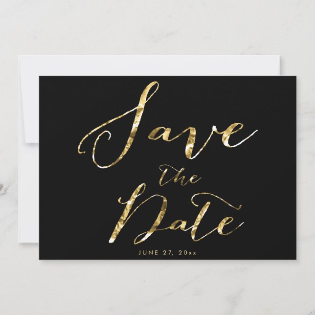 Svarta bröllop Save The Date-kort Elegant Inbjudningar (Framsida)