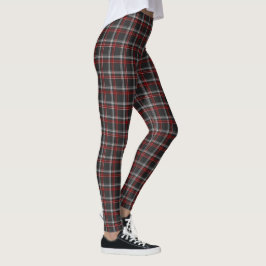 Svarta Burgundy Vita Karo Klassiska Leggings