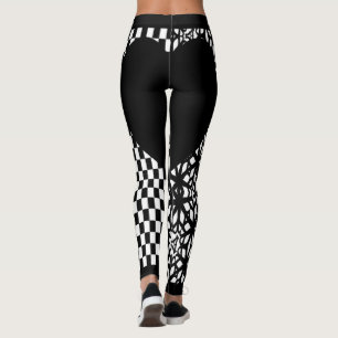 Svarta Dam och Spader Hjarta Leggings