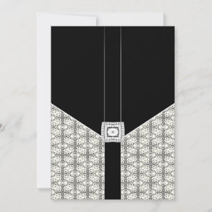 Svarta Damask-tyger Lace Diamond Bröllop 5x7 Inbju Inbjudningar