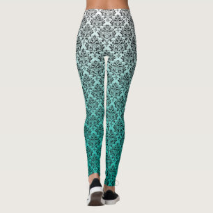 Svarta dammar på vit till grönt, ombre leggings