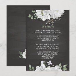 svarta detaljer för vita blommor, grön tilläggskort